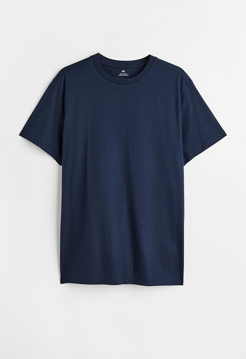 H&M - Regular fit round-neck T-shirt - dark blue