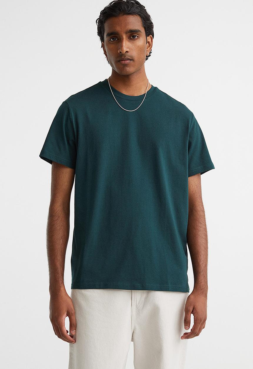H&M - Regular fit round-neck T-shirt - dark turquoise