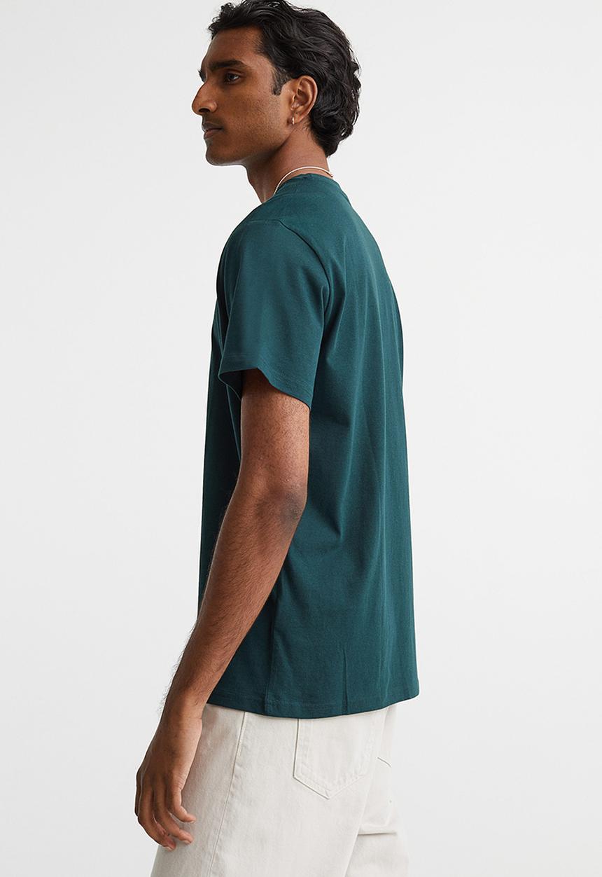 H&M - Regular fit round-neck T-shirt - dark turquoise