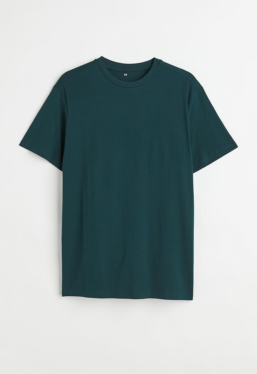 H&M - Regular fit round-neck T-shirt - dark turquoise