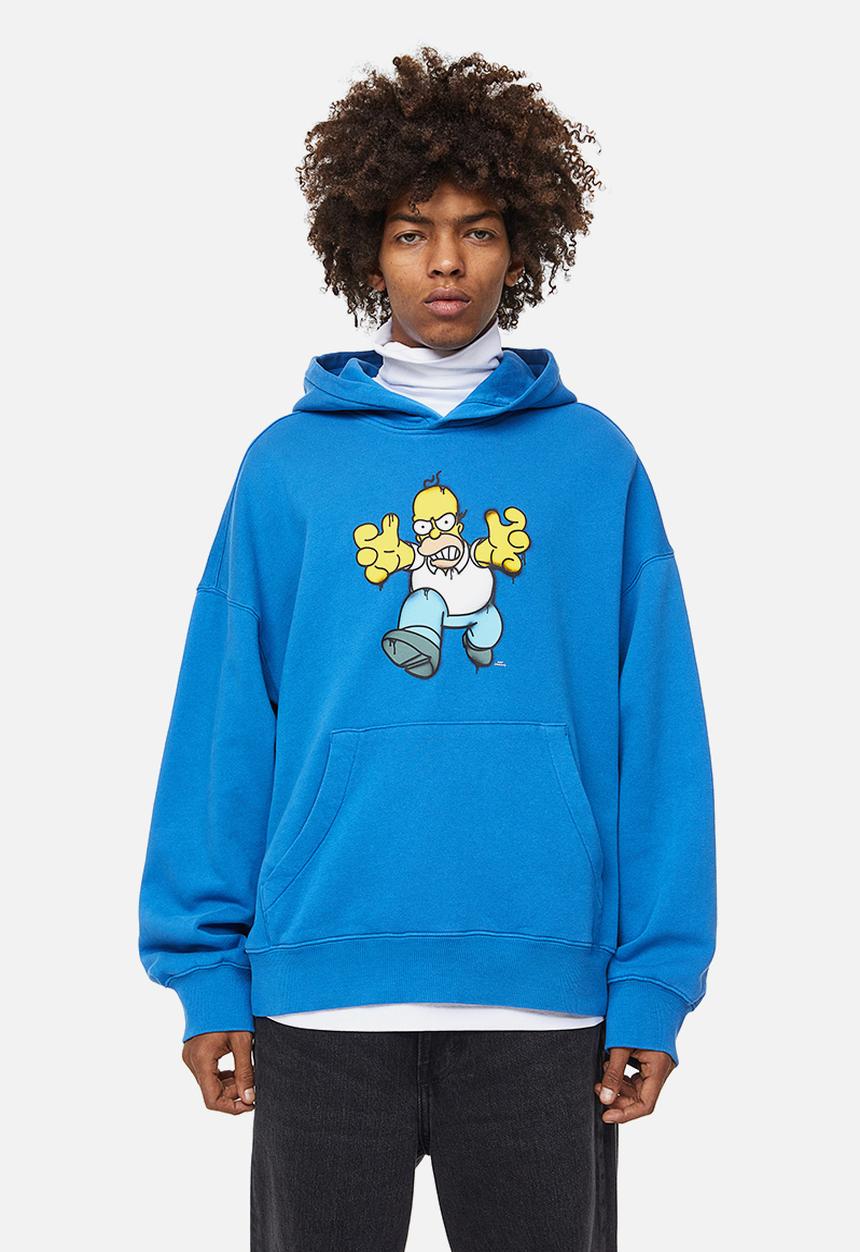 H&M - Oversized fit cotton hoodie - bright blue/the simpsons