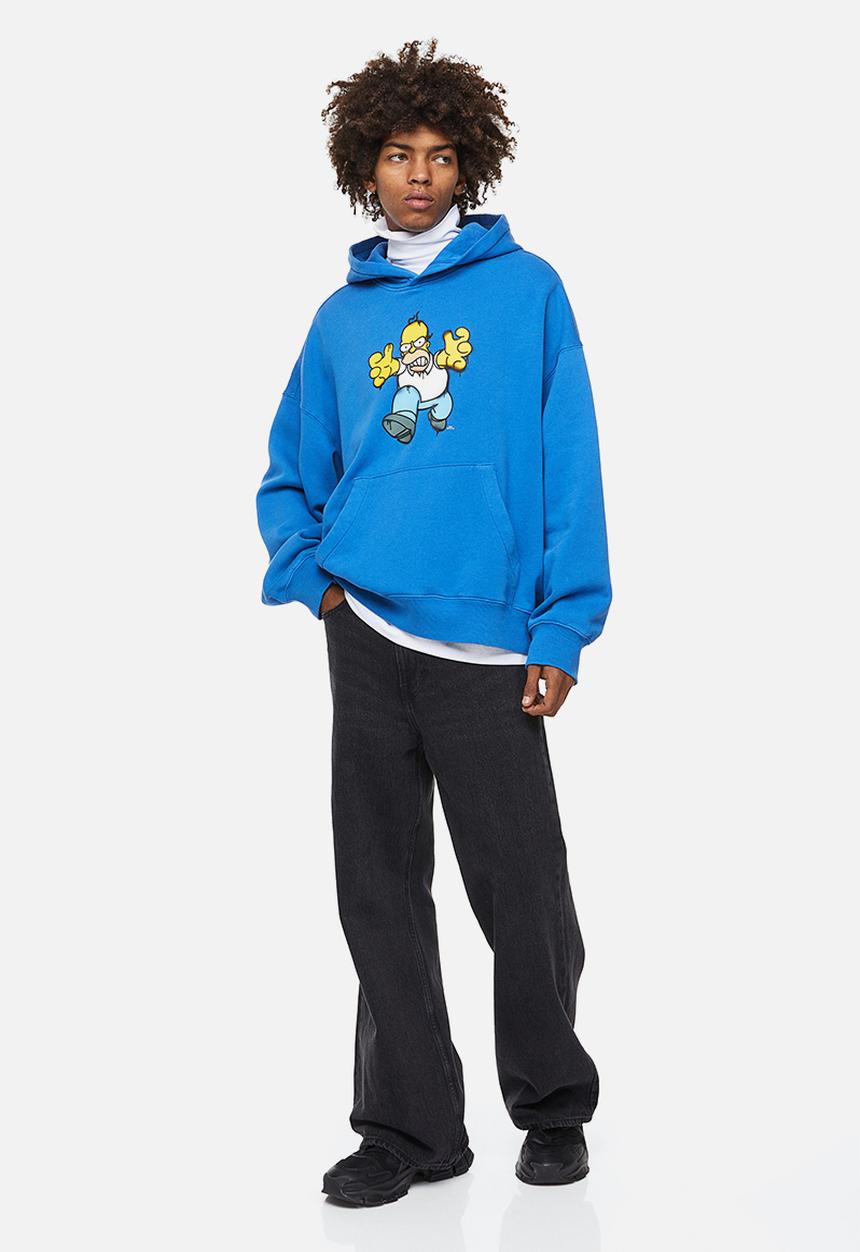 H&M - Oversized fit cotton hoodie - bright blue/the simpsons