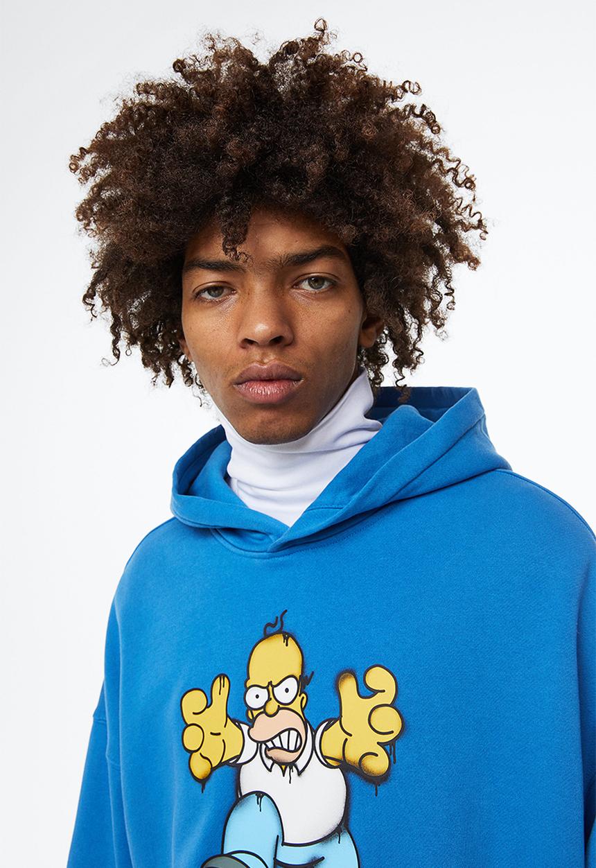 H&M - Oversized fit cotton hoodie - bright blue/the simpsons