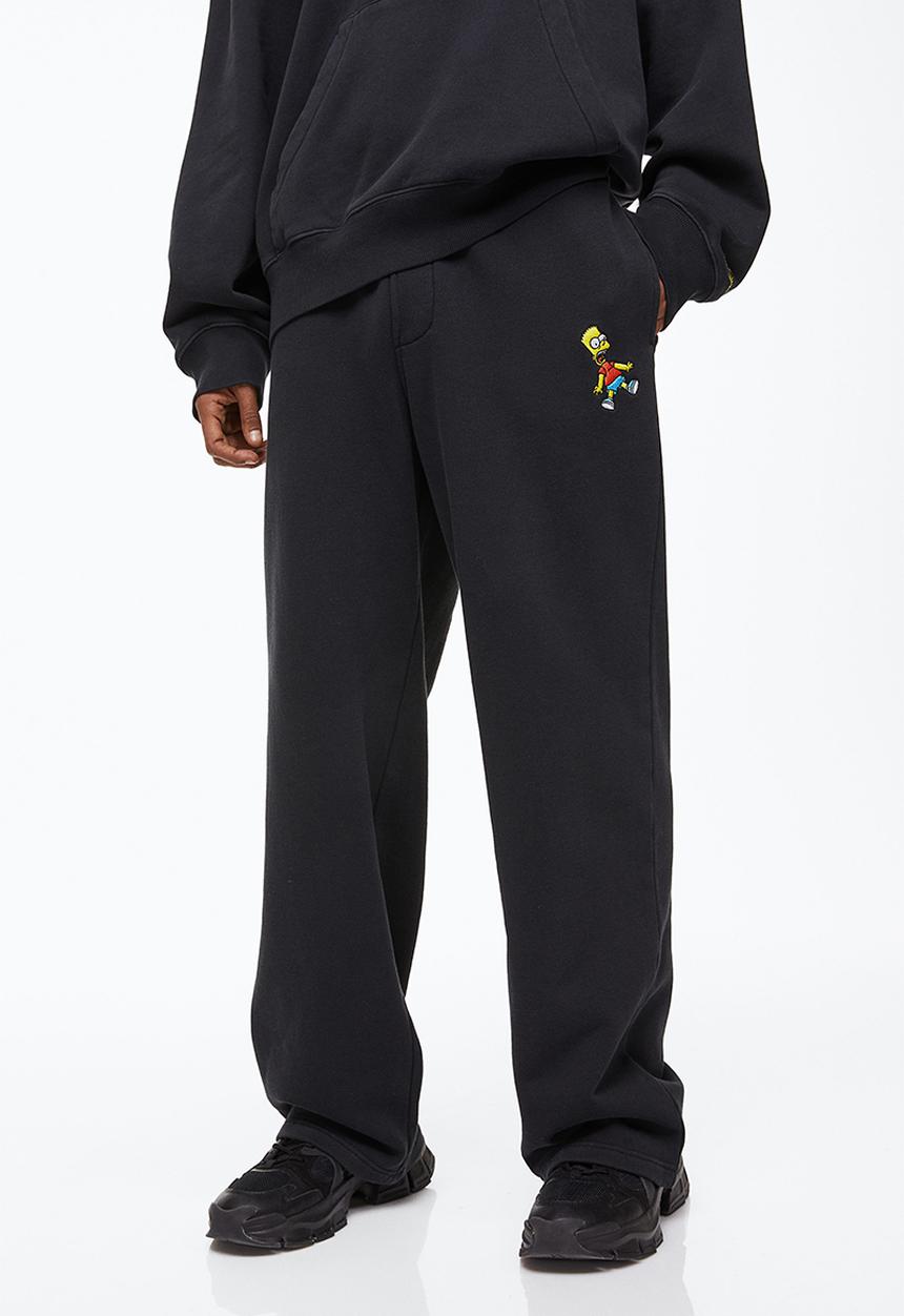 H&M - Loose fit cotton sweatpants - black/the simpsons