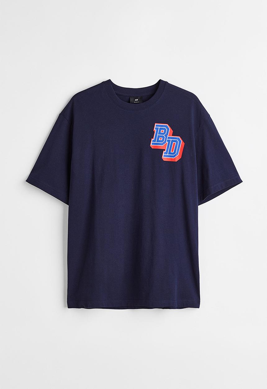 H&M - Relaxed fit printed T-shirt - dark blue/bd