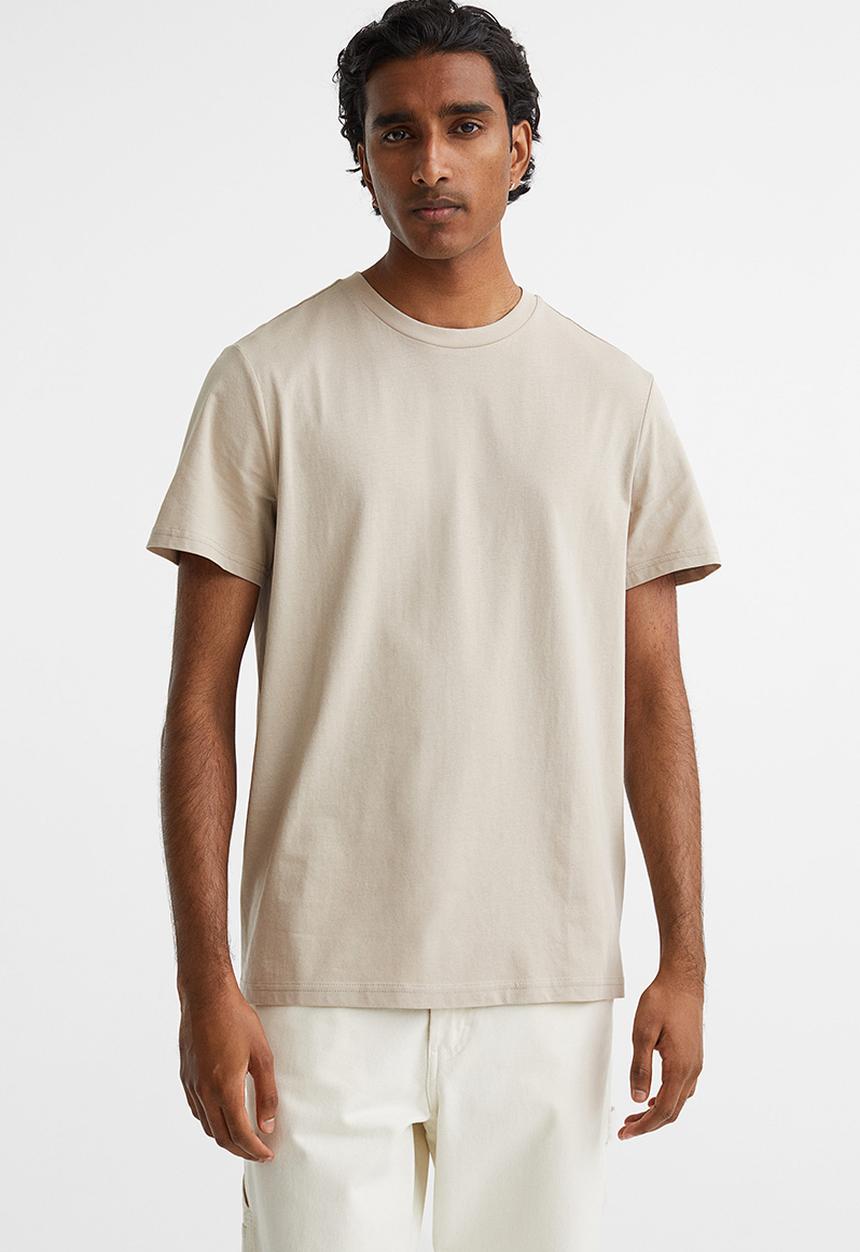 H&M - Regular fit round-neck T-shirt - light beige