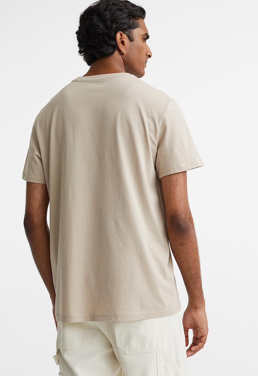 H&M - Regular fit round-neck T-shirt - light beige
