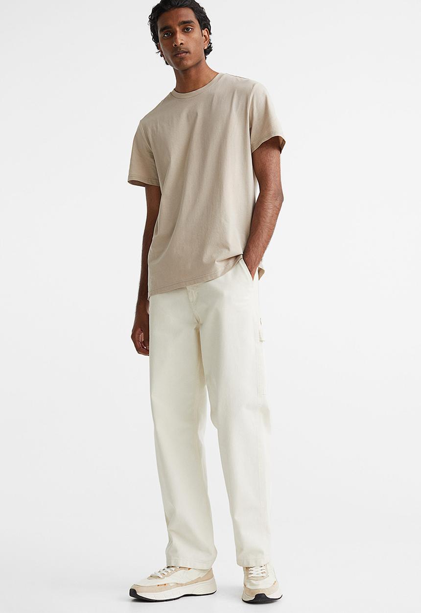 H&M - Regular fit round-neck T-shirt - light beige