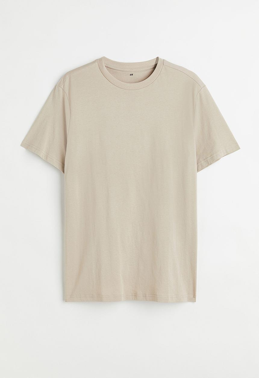 H&M - Regular fit round-neck T-shirt - light beige