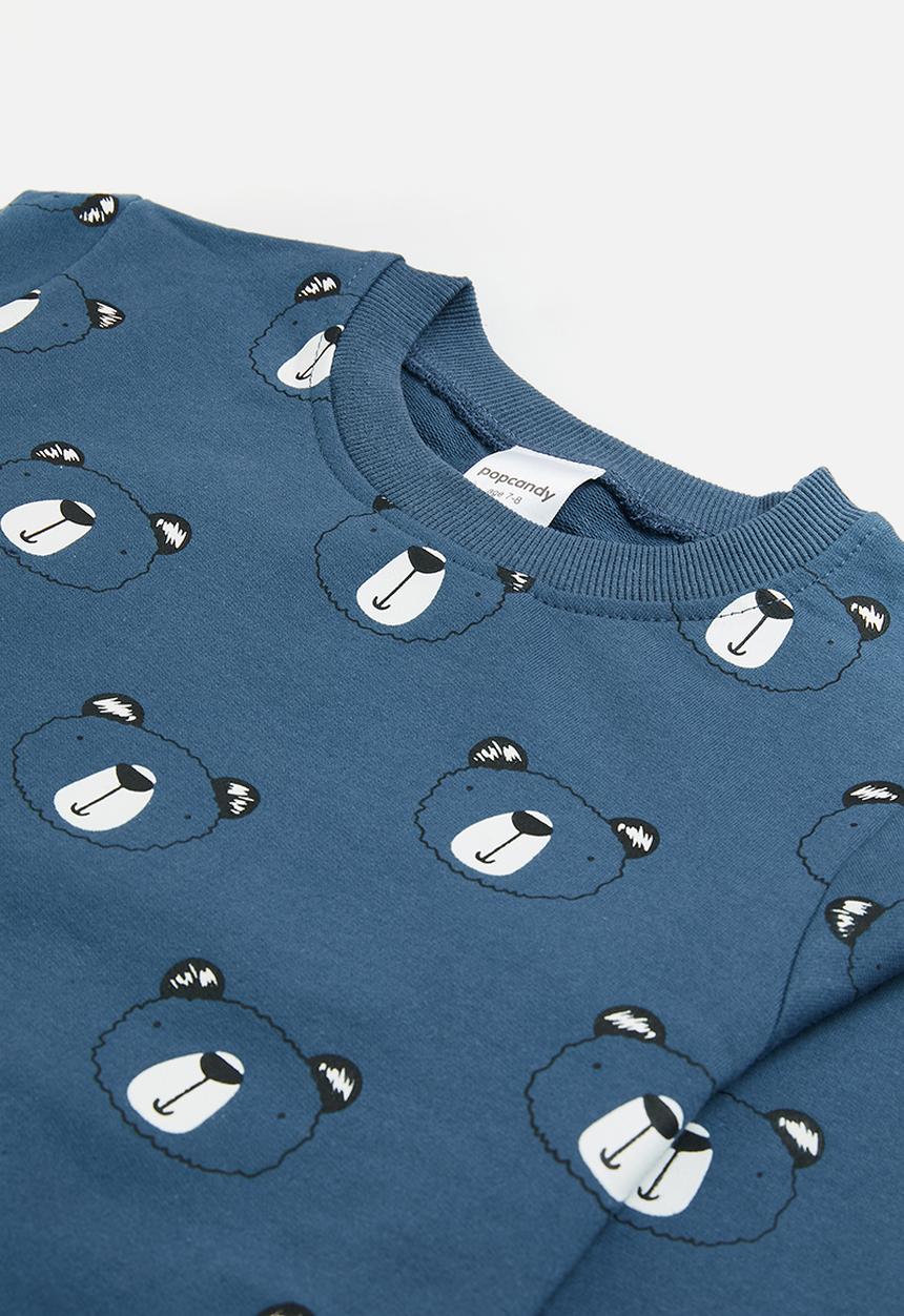 Pop Candy - Bear sweatshirt & jogger set - blue & grey