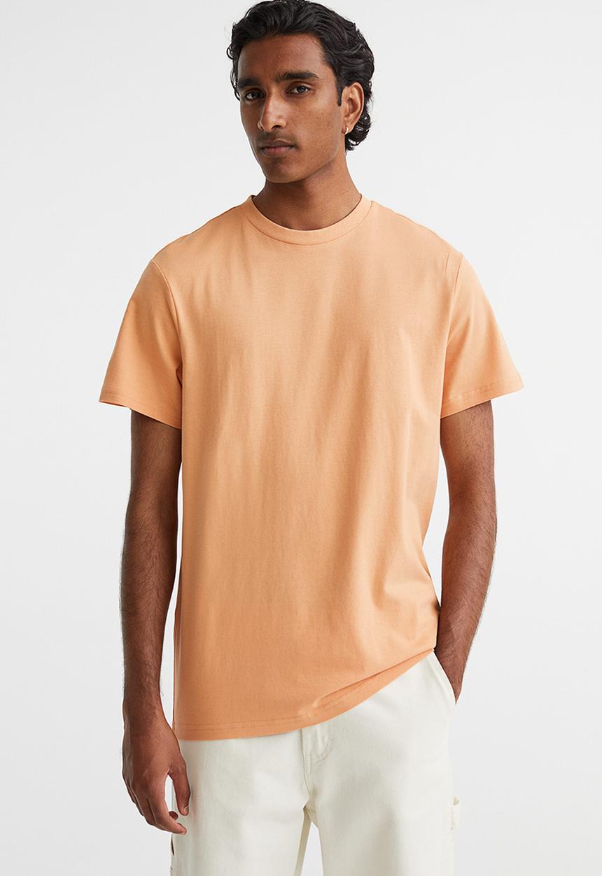 H&M - Regular fit round-neck T-shirt - light orange