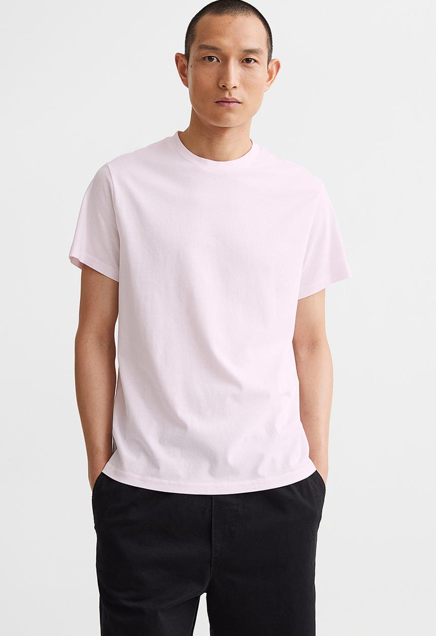 H&M - Regular fit round-neck T-shirt - light pink