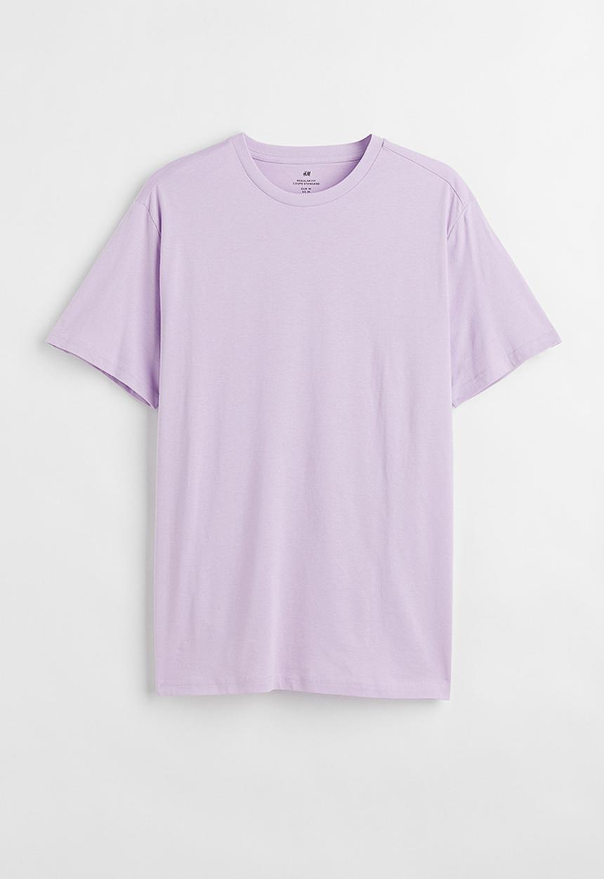 H&M - Regular fit round-neck T-shirt - light purple