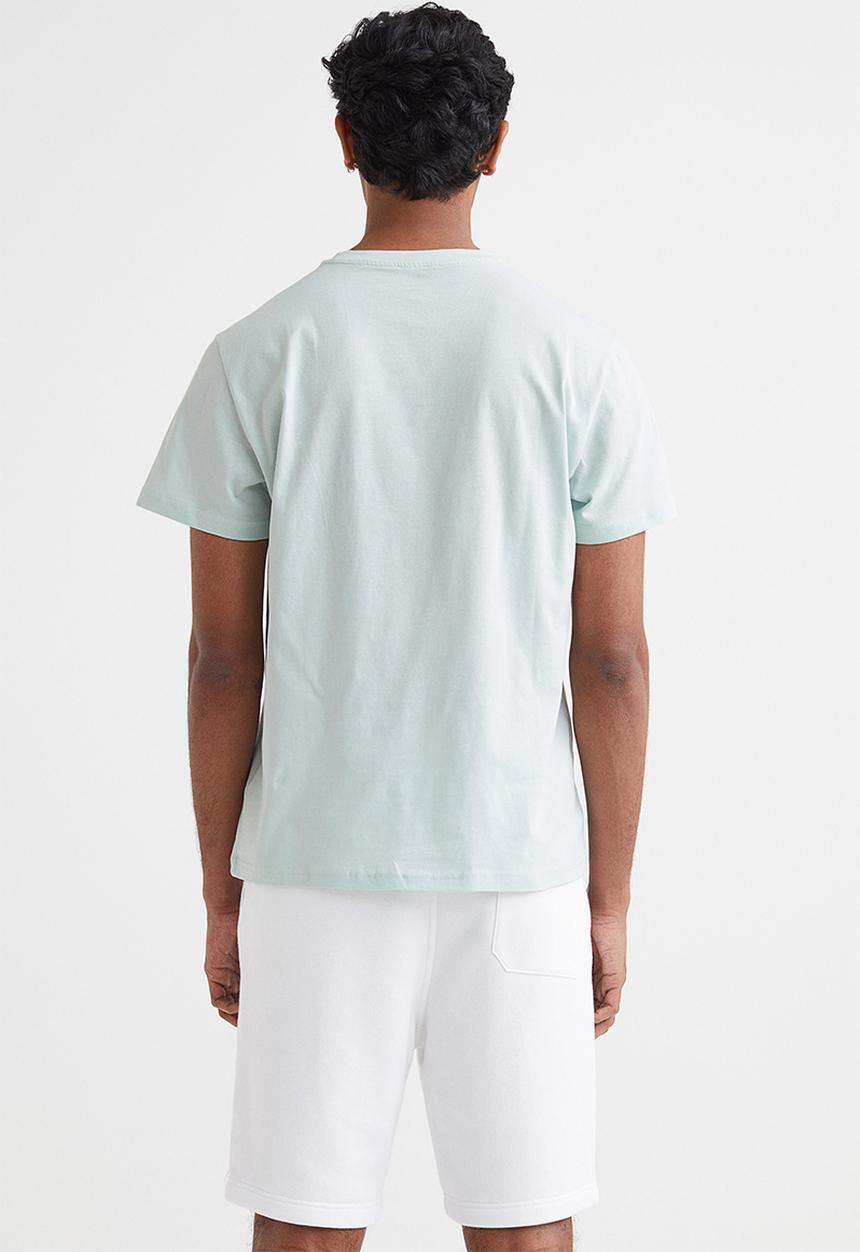 H&M - Regular fit round-neck T-shirt - light turquoise