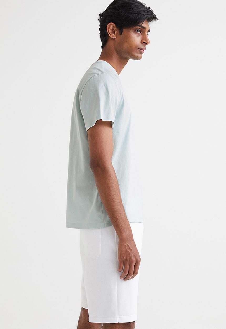 H&M - Regular fit round-neck T-shirt - light turquoise