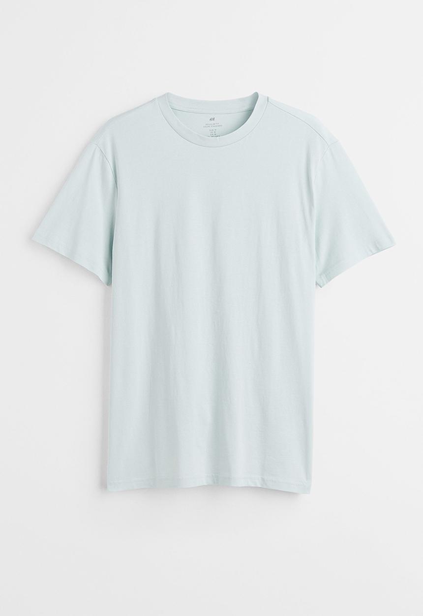 H&M - Regular fit round-neck T-shirt - light turquoise