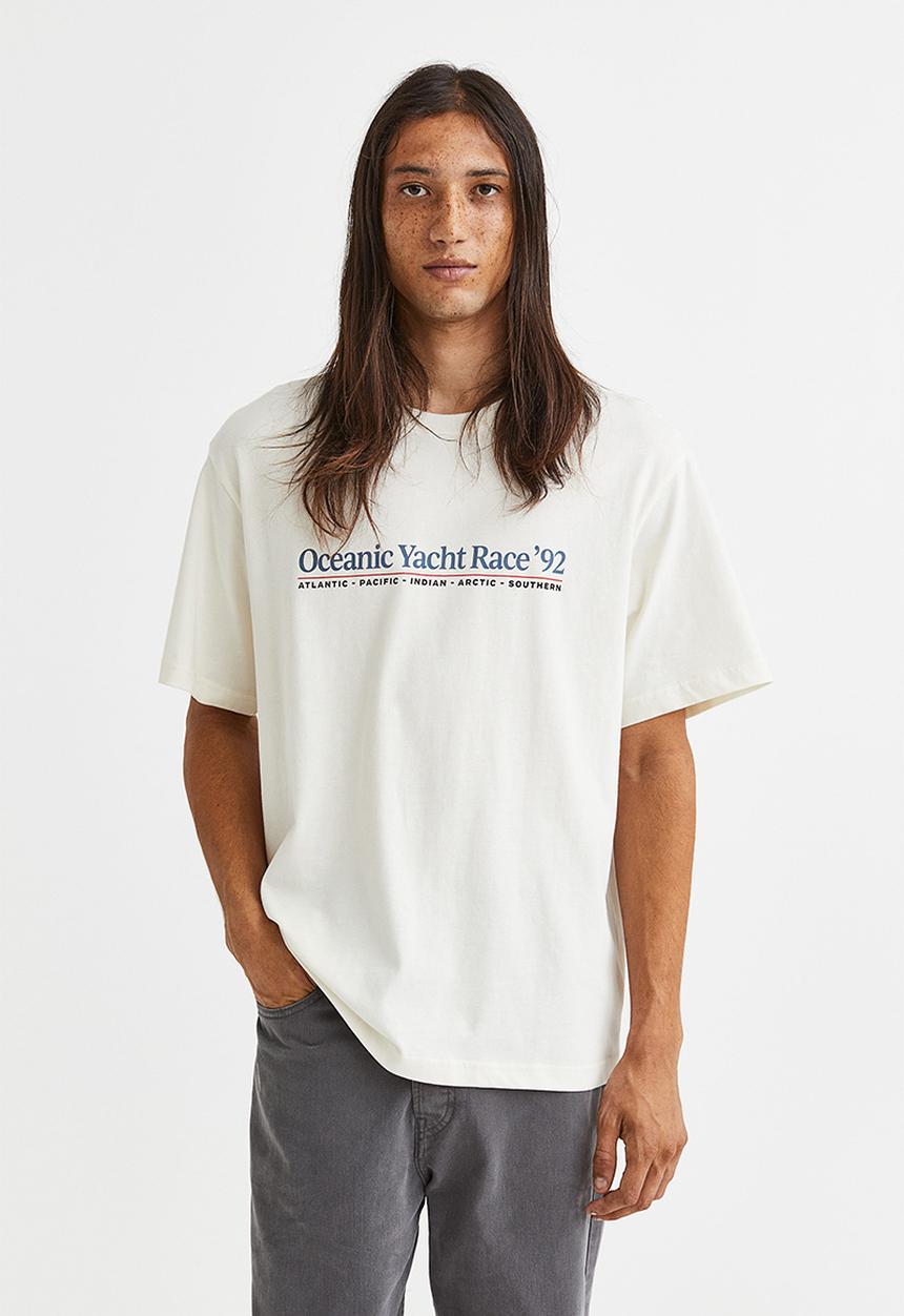 H&M - Relaxed fit printed T-shirt - white/oceanic yacht race