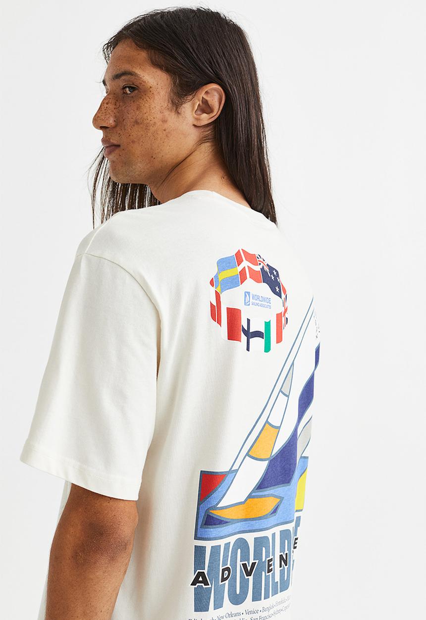 H&M - Relaxed fit printed T-shirt - white/oceanic yacht race