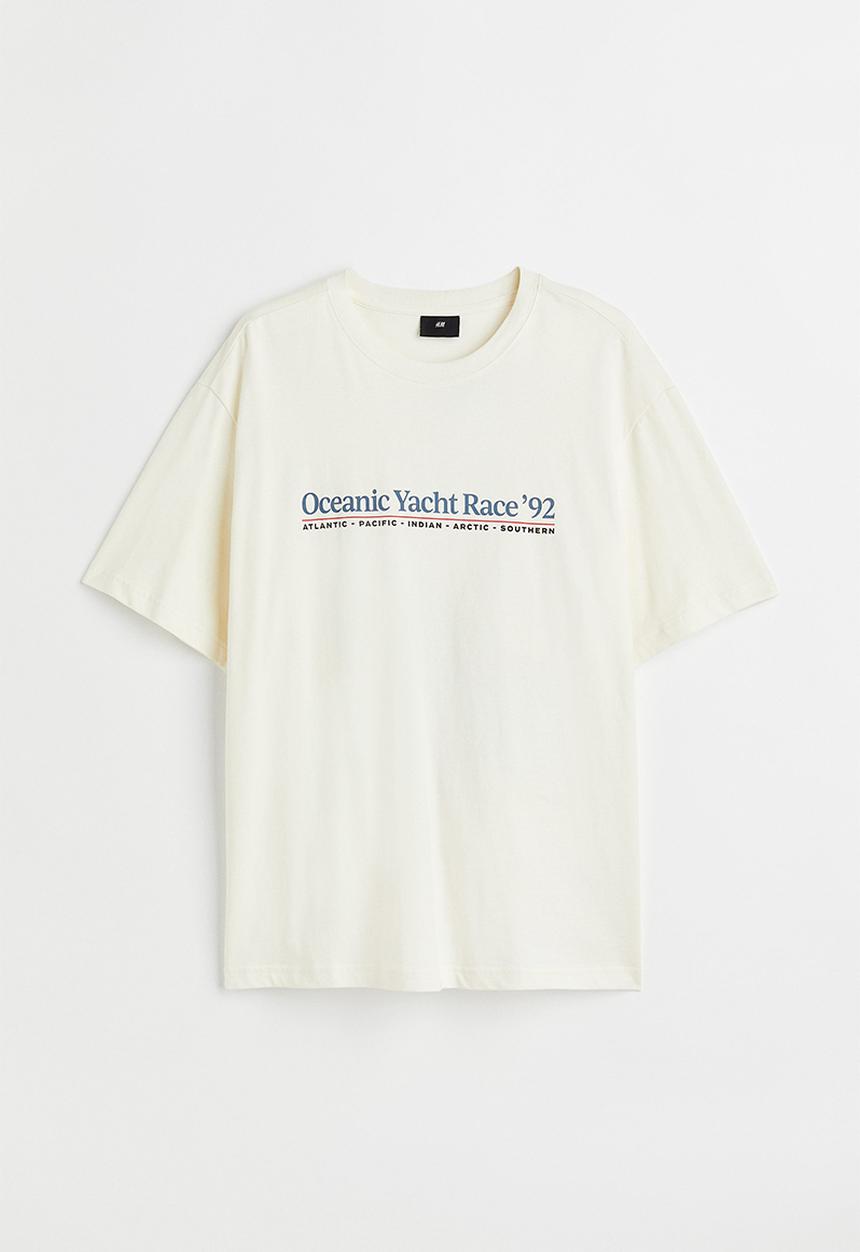 H&M - Relaxed fit printed T-shirt - white/oceanic yacht race