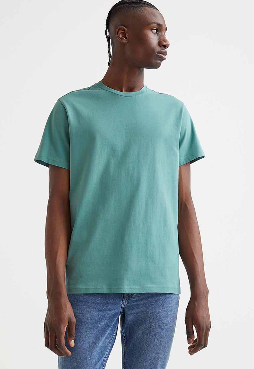 H&M - Regular fit round-neck T-shirt - turquoise