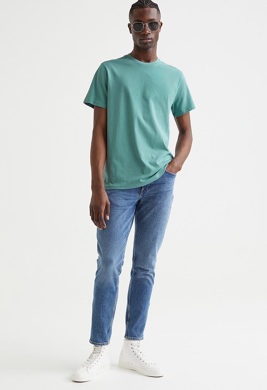 H&M - Regular fit round-neck T-shirt - turquoise