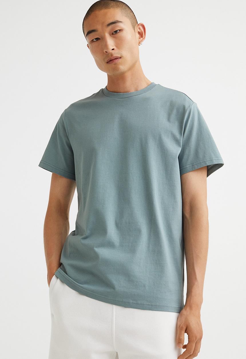 H&M - Regular fit round-neck T-shirt - turquoise 