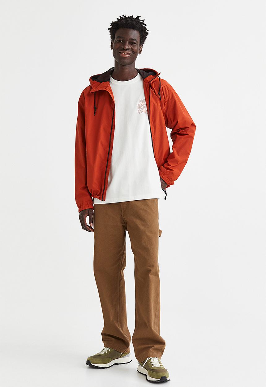 H&M - Oversized fit cotton T-shirt - white/orange