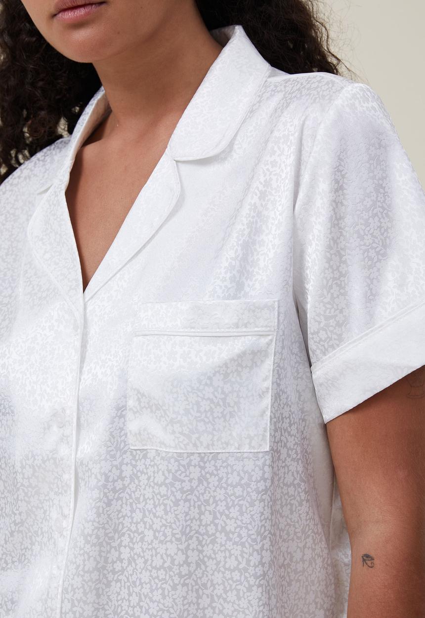 Cotton On - Body jacquard satin sleep set - white jacquard