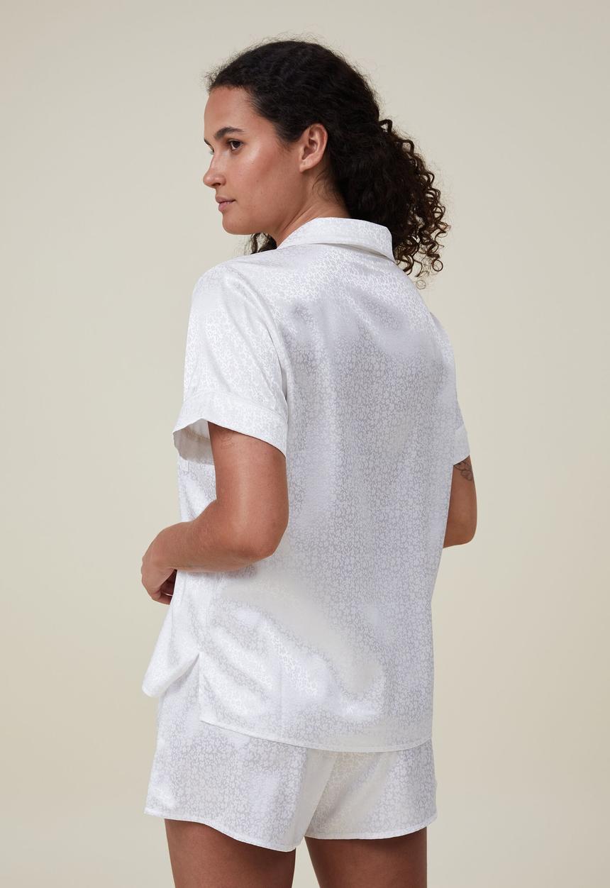 Cotton On - Body jacquard satin sleep set - white jacquard