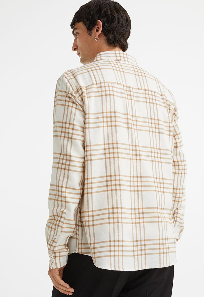 H&M - Regular fit checked shirt - beige & white 
