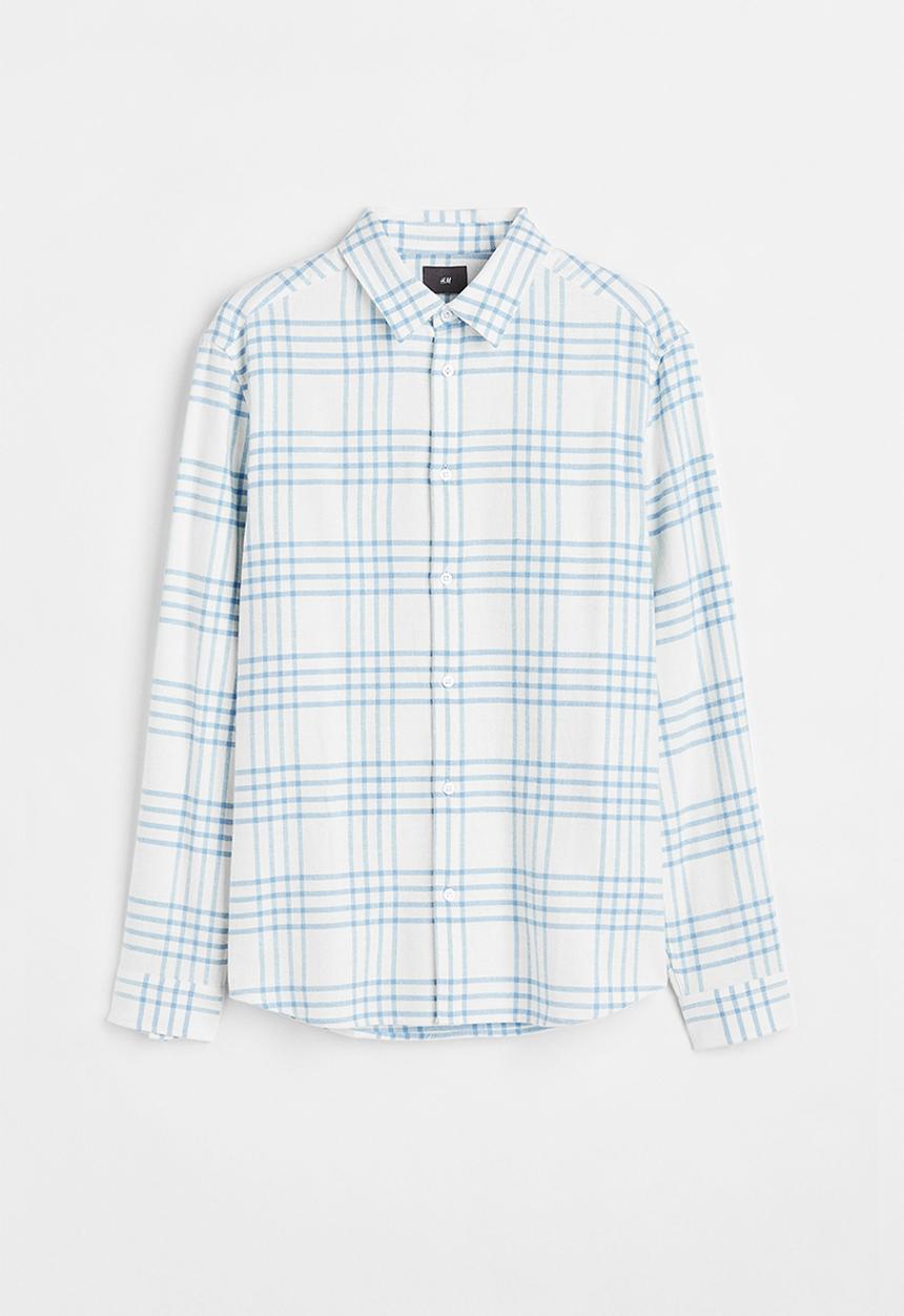 H&M - Regular fit checked shirt - light blue & white
