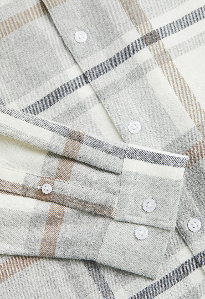 H&M - Regular fit checked shirt - light grey & white