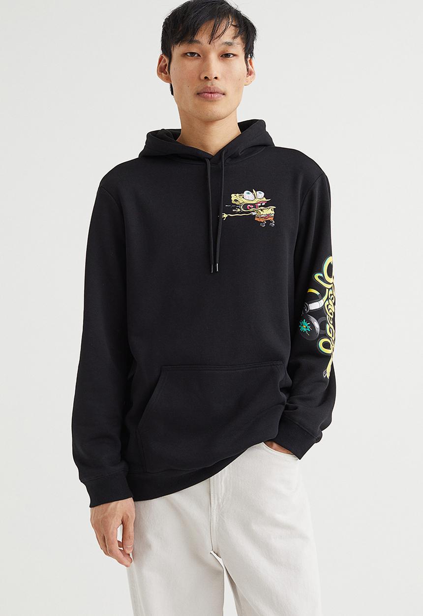 H&M - Regular fit hoodie - black/spongebob squarepants