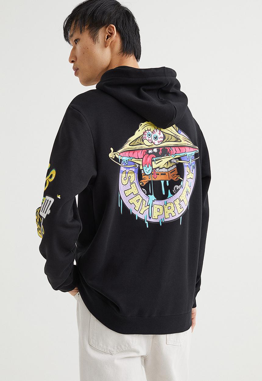 H&M - Regular fit hoodie - black/spongebob squarepants