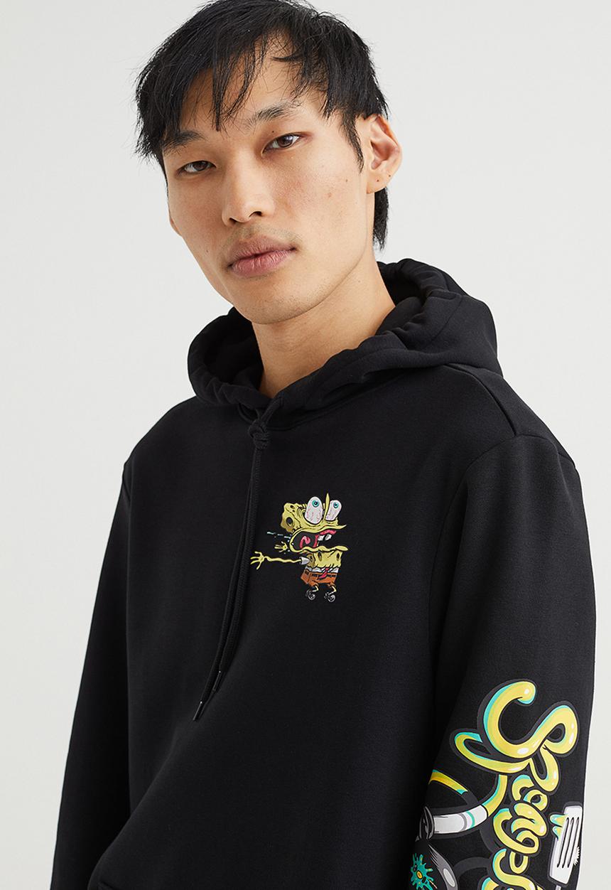 H&M - Regular fit hoodie - black/spongebob squarepants