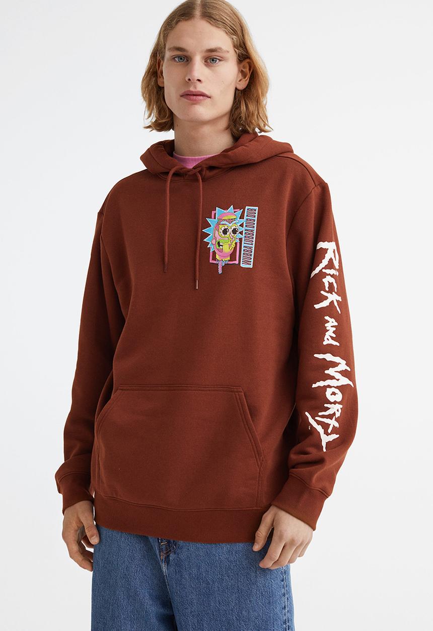 H&M - Regular fit hoodie - brown/rick and morty