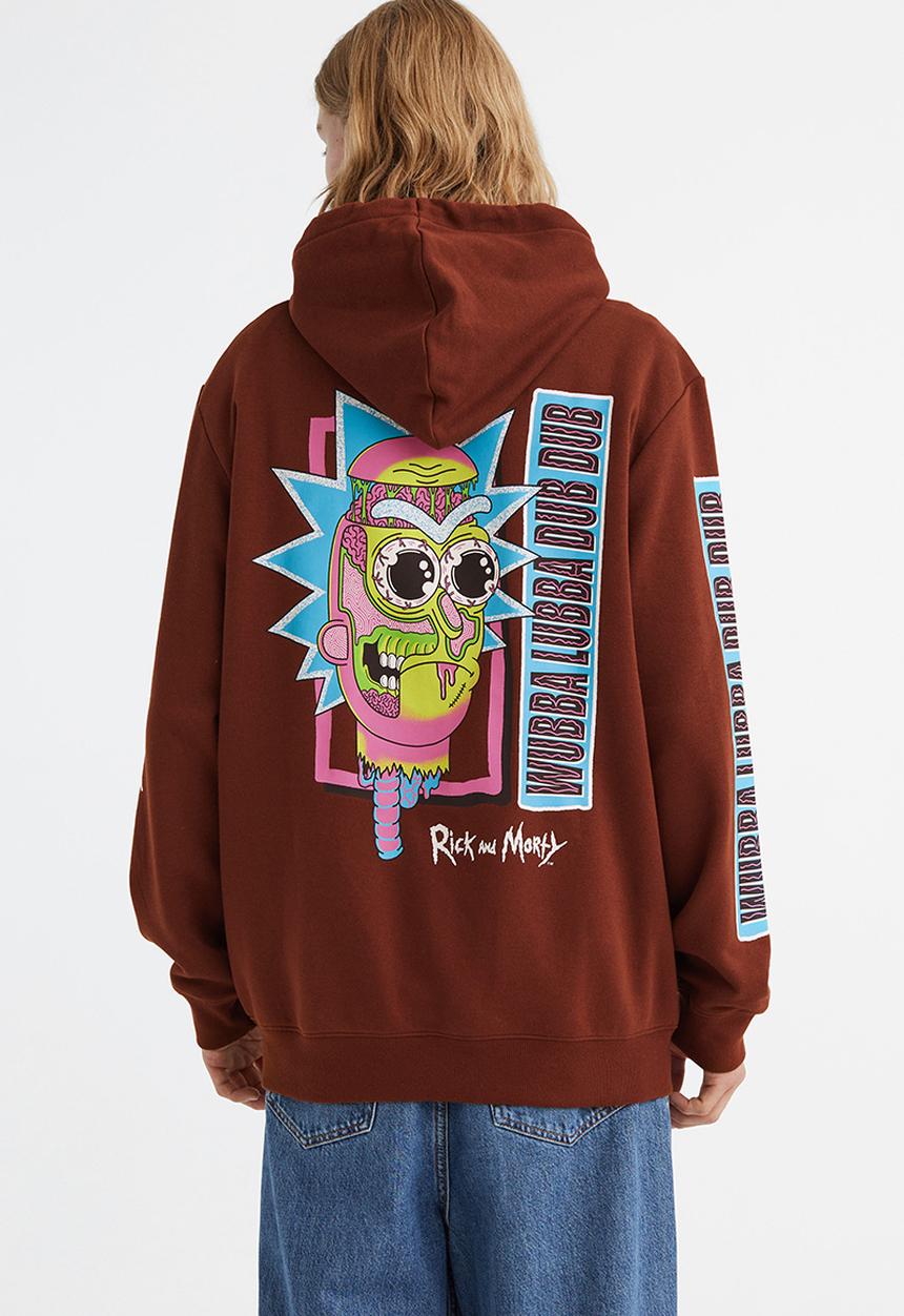 H&M - Regular fit hoodie - brown/rick and morty