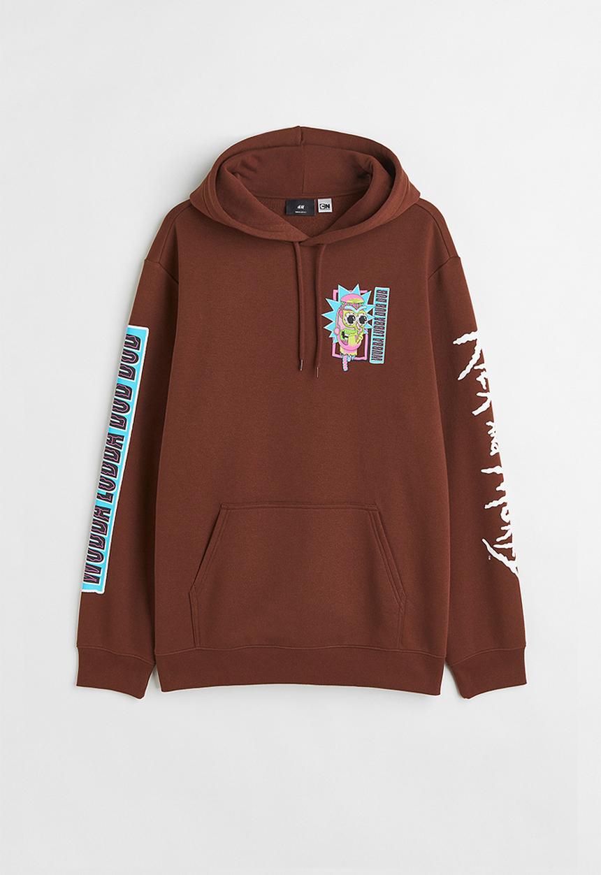 H&M - Regular fit hoodie - brown/rick and morty