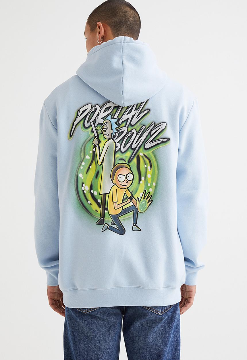 H&M - Regular fit hoodie - light blue/rick and morty