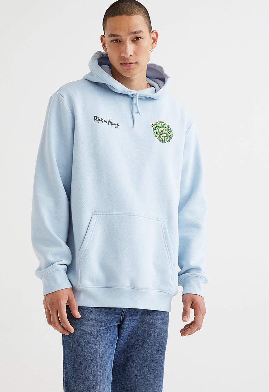 H&M - Regular fit hoodie - light blue/rick and morty