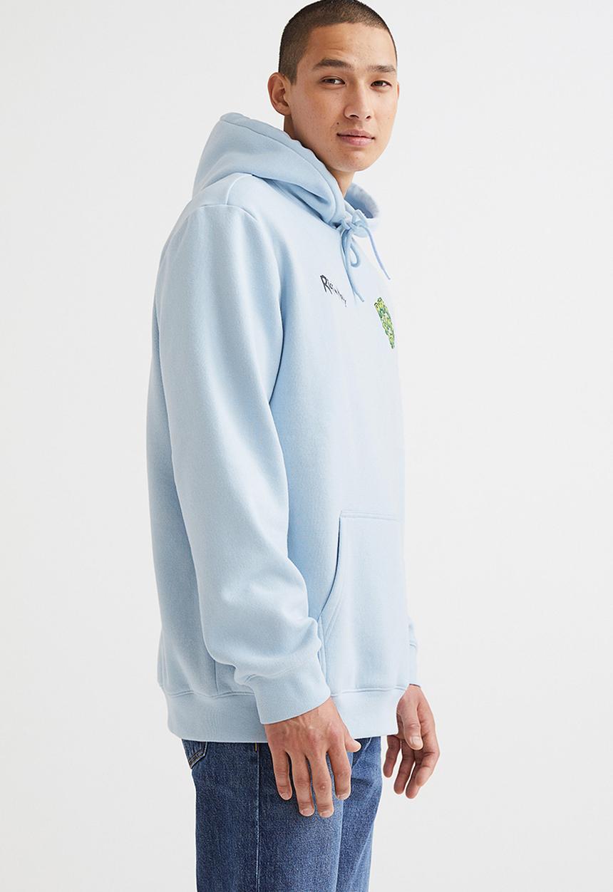 H&M - Regular fit hoodie - light blue/rick and morty