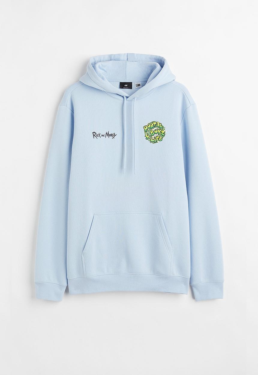 H&M - Regular fit hoodie - light blue/rick and morty