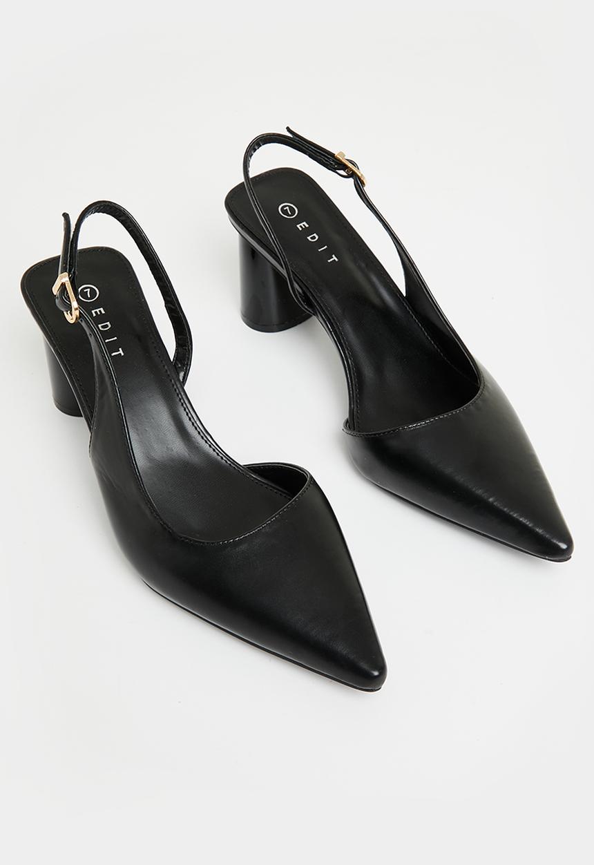 edit - Atlas slingback block heel - black