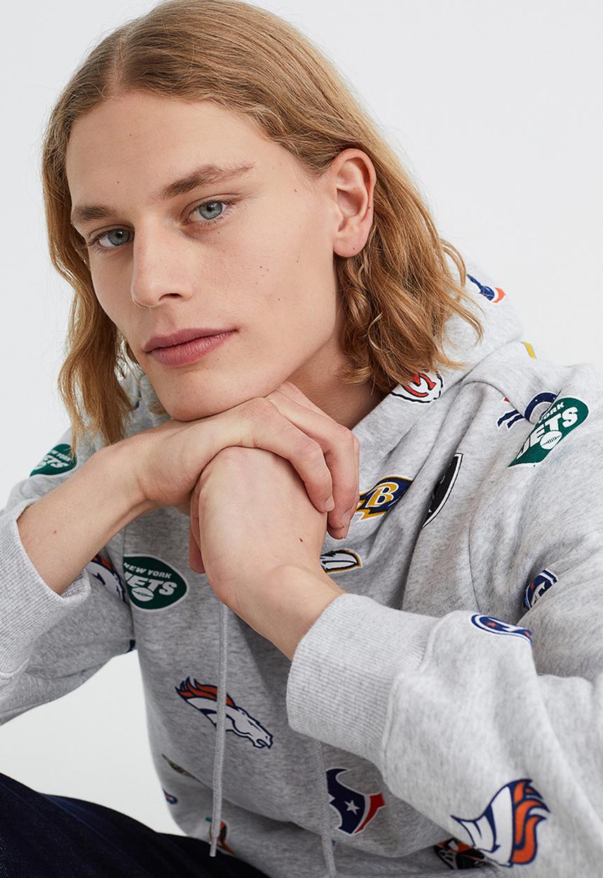 H&M - Regular fit hoodie - light grey marl/nfl