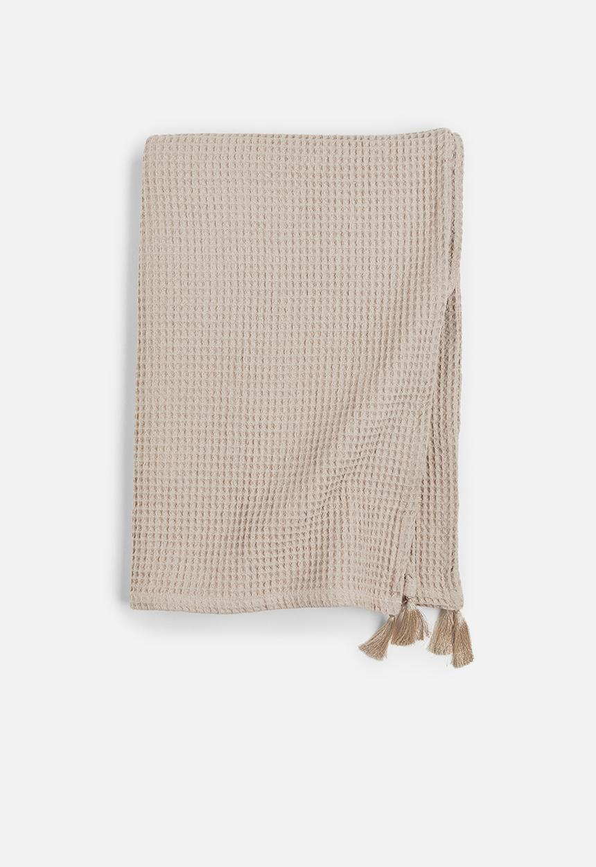 H&M - Waffled cotton blanket - beige