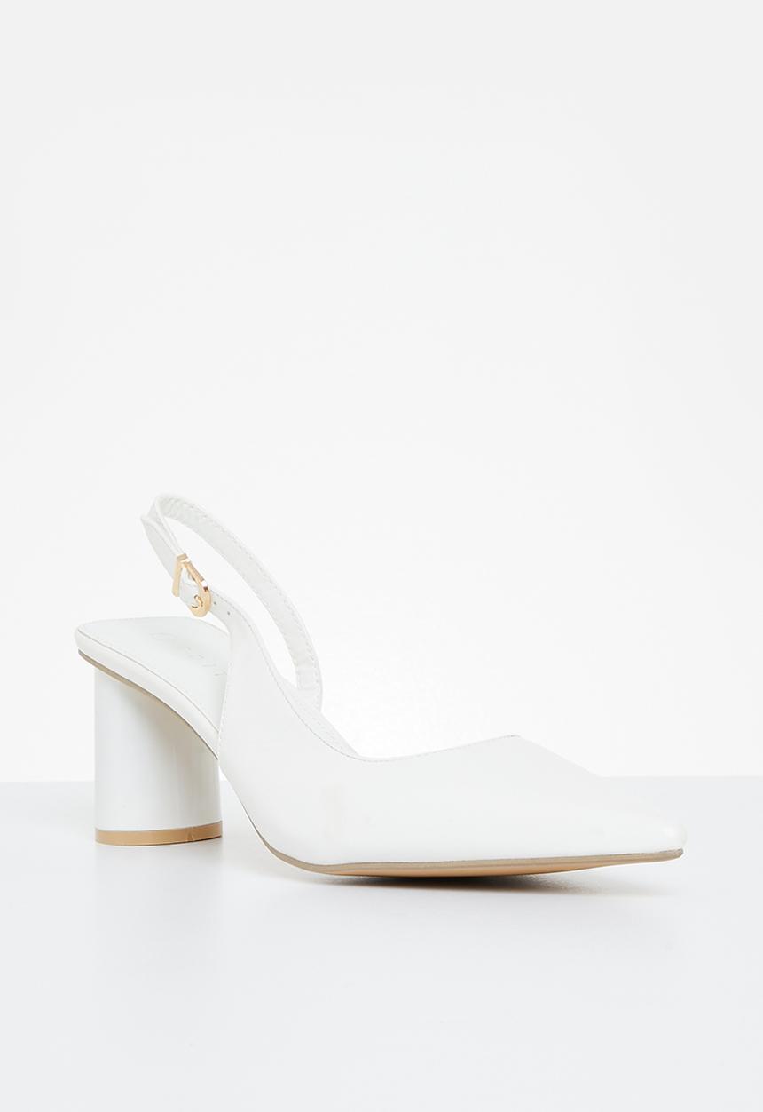 edit - Atlas slingback block heel - white