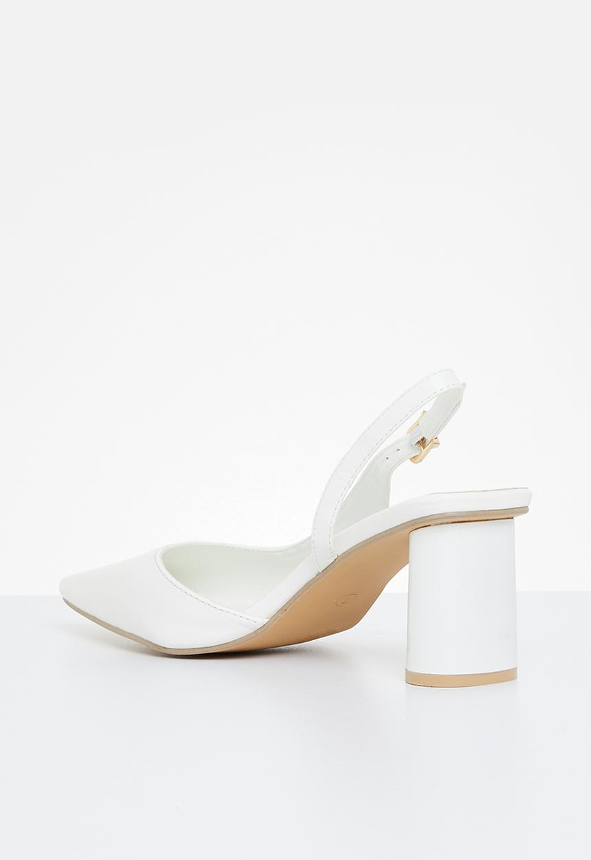edit - Atlas slingback block heel - white