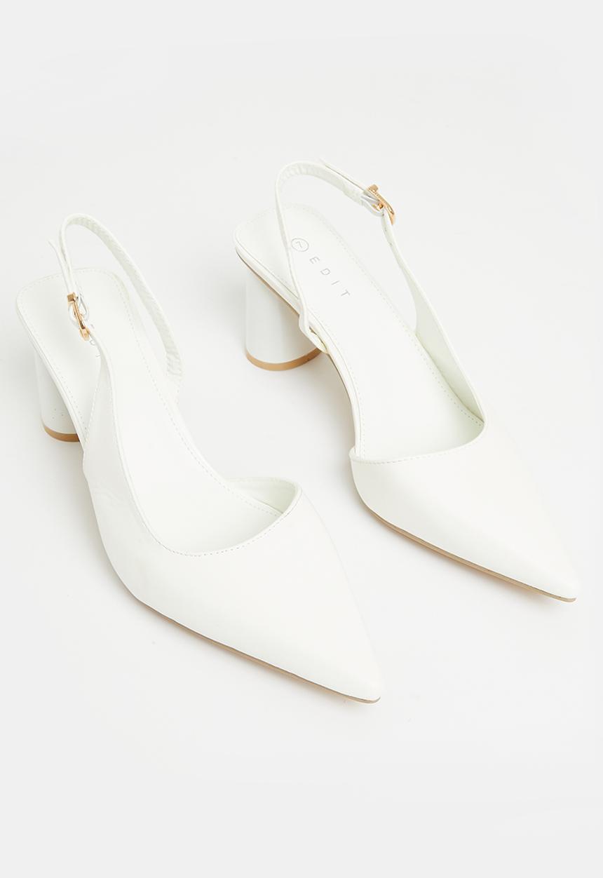edit - Atlas slingback block heel - white