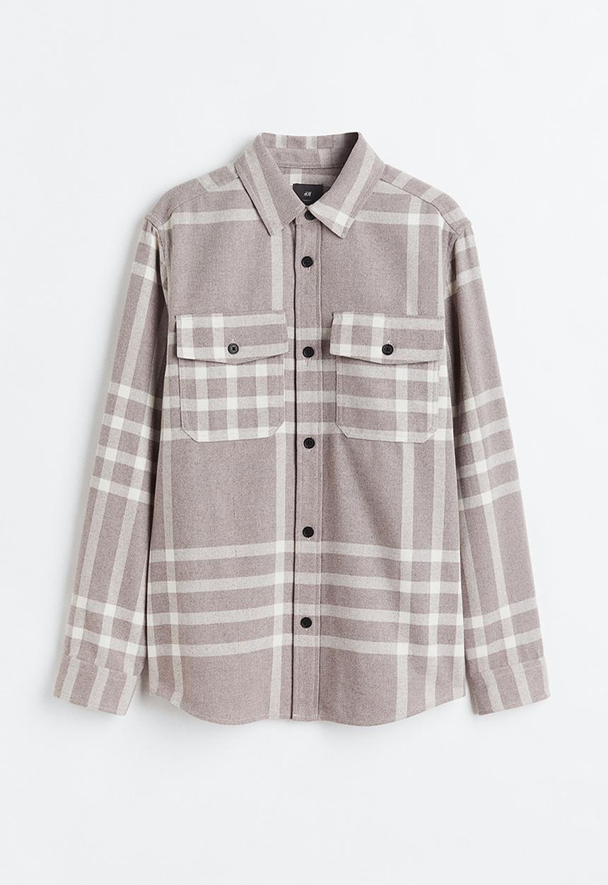 H&M - Twill overshirt - beige/checked 