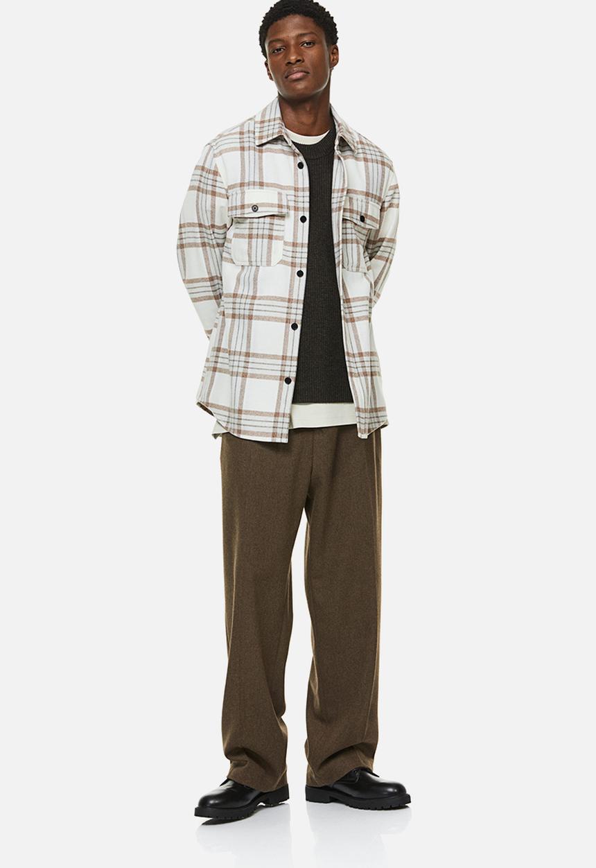 H&M - Twill overshirt - beige & white checked